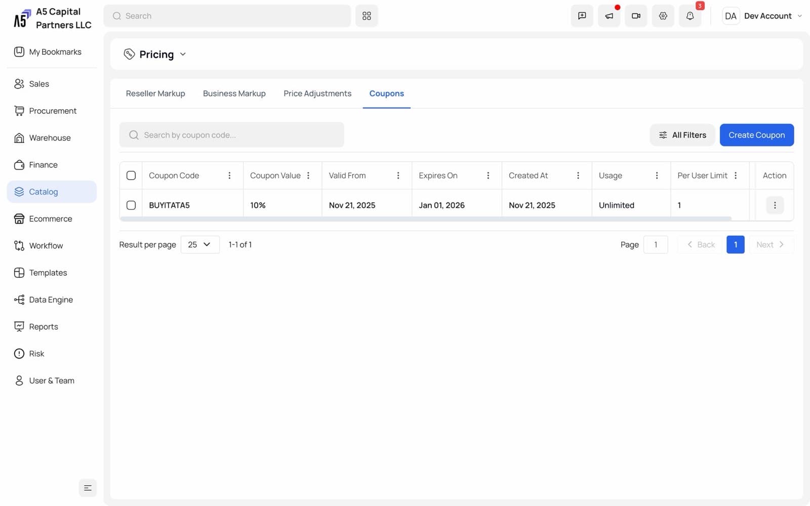 Coupon settings for the storefront